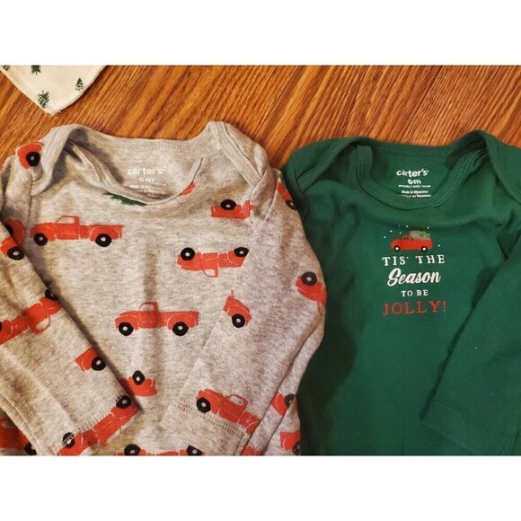 Unisex 3-6 Month Infant Holiday Outfits One-pieces Lot of 4 Buffalo Plaid 2 Bibs - Picture 8 of 10